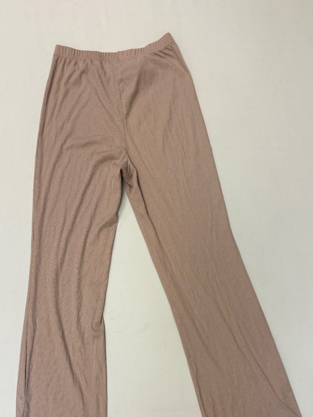 Danskin Ribbed Wide Leg Pants Womens Taupe Pull On Lounge Athleisure